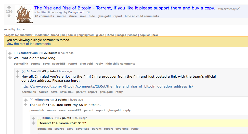 Reddit community shows its love for the Bitcoin documentary “The Rise and Rise of Bitcoin”